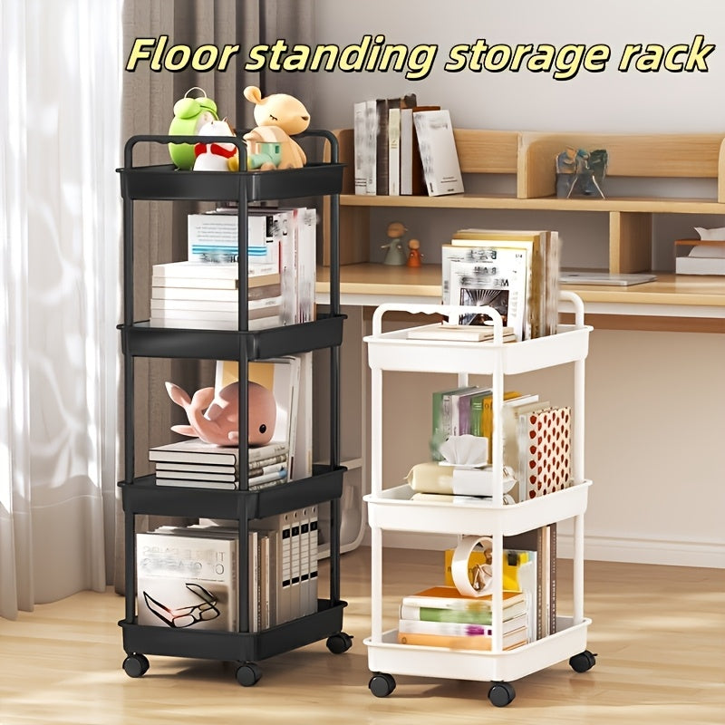 Christmas Three-Layer Rack Trolley Floor Gap Kitchen Multi-Layer Mobile Bathroom Bedside Storage Shelf