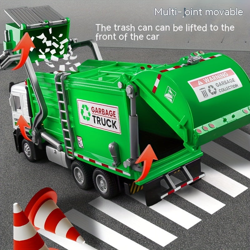 Toy garbage truck for children to simulate cleaning and sorting waste, promoting environmental sanitation and cleaning.