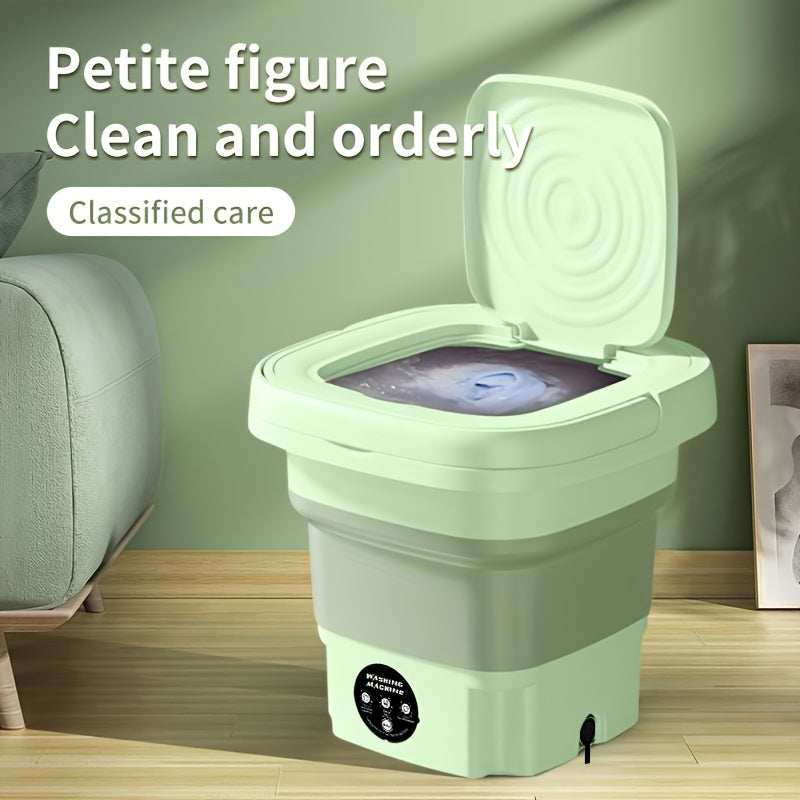 MOMMED Portable Foldable Mini Washing Machine: Fully automatic with touch controls. Ideal for home, travel, laundry, camping, RVs. No battery required.