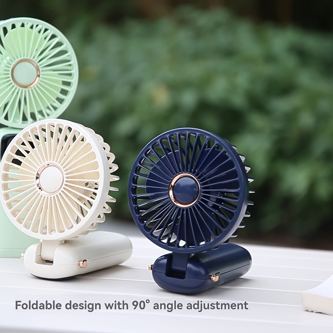 USB Rechargeable Portable Mini Fan with LED Battery Indicator - 6-Speed Handheld Design for Men & Women - Perfect for Office, Outdoor Adventures, Travel & Camping