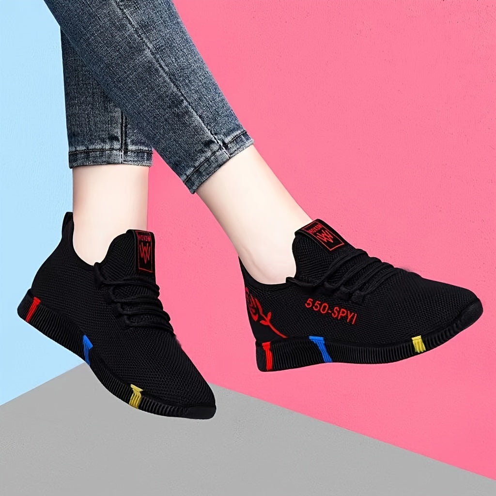 Casual lace-up sneakers for women with floral print, soft sole, and non-slip plush design.