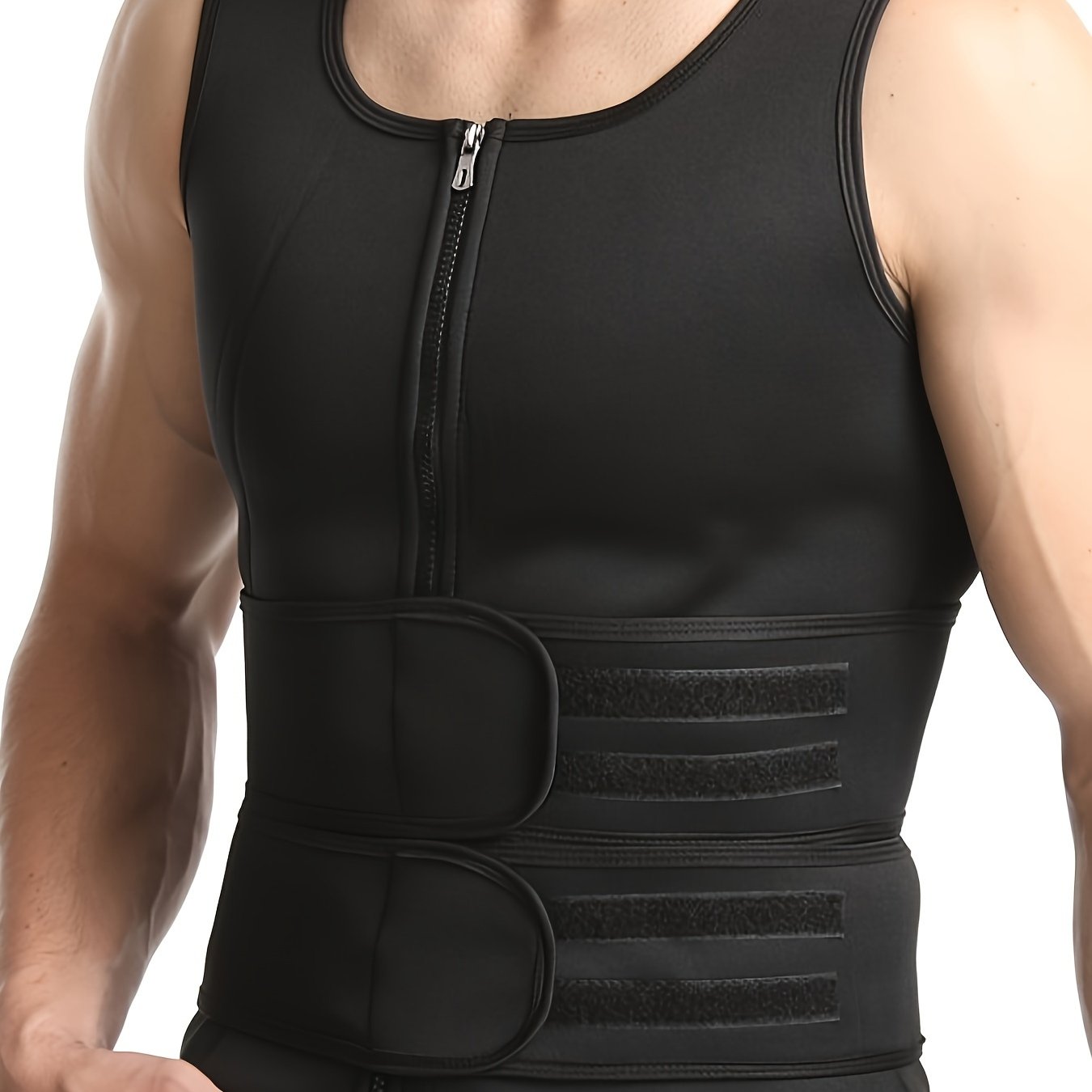 Men's Tummy Control Tank Top with Double Row Hooks, Firm Waist Trainer for Beer Belly Reduction, Compression Workout Vest