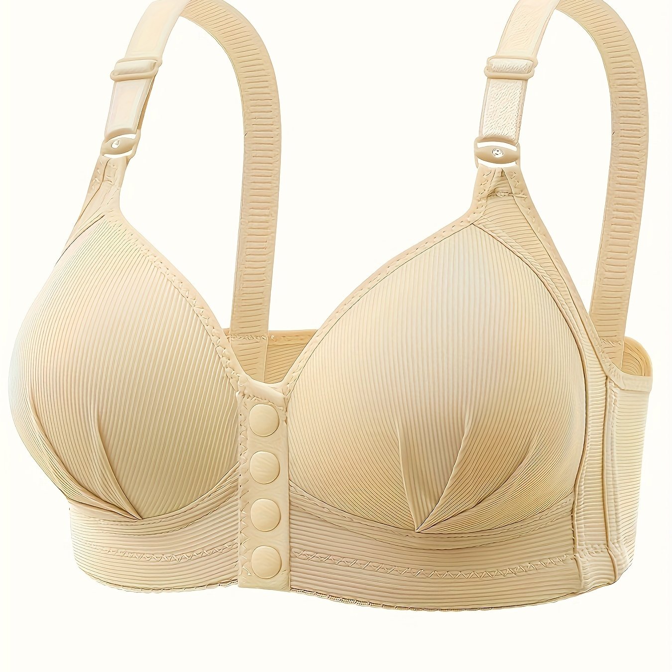 Wireless push up bra with front buckle, comfortable and breathable women's lingerie.