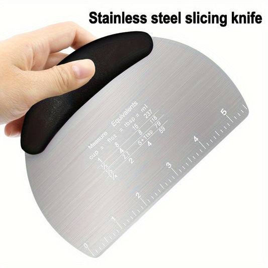 Durable Stainless Steel Dough Scraper with Measurement Marks - Ideal for Baking, Cake Decorating & Pastry Making - High-Quality Kitchen Tool, Great for Holiday Baking