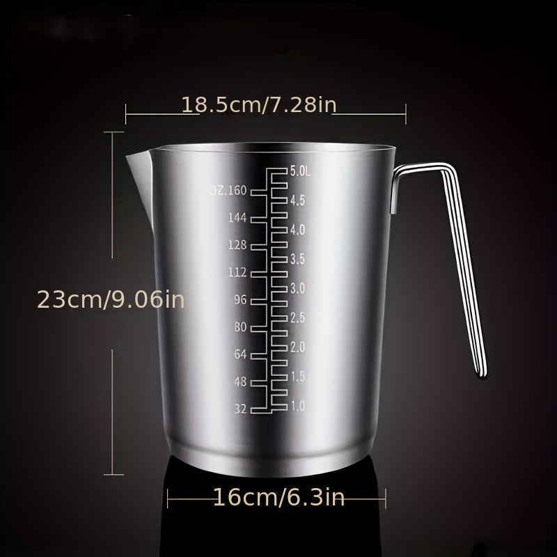 Large Capacity 5000ml Stainless Steel Measuring Cup with Scale - Ideal for Baking and Milk Tea Shops, Built to Last