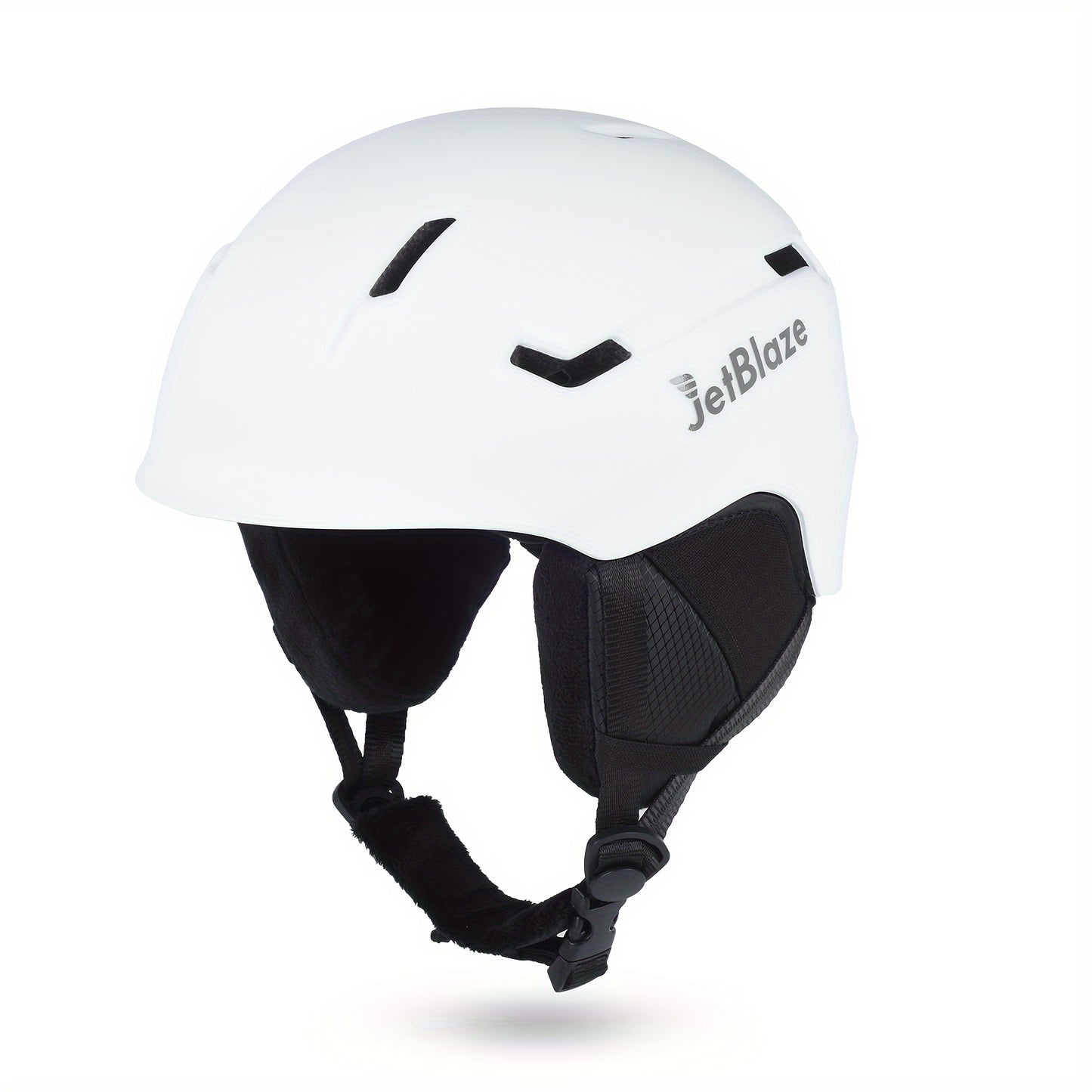 JetBlaze ski helmet with adjustable fit, shock-absorbing shell, and removable ear pads.