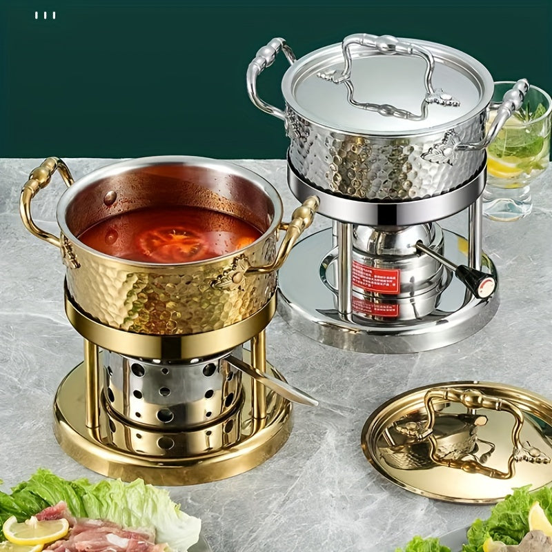 New Thickened Hammered 316 Stainless Steel Cooking Pot for Kitchen and Dining Room Use - Multifunctional Hot Pot and Soup Pot with Lid, Compatible with Gas and Induction Cookers