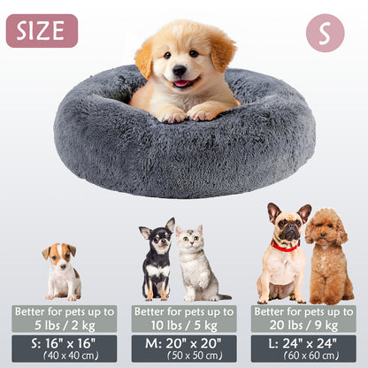 Cozy round pet bed for dogs, ideal for autumn and winter indoor sleeping.