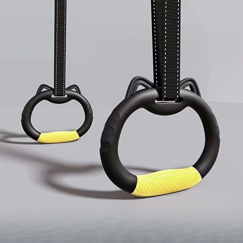 Durable PA gymnastics rings for teens, ideal for pull-ups and strength training, easy to install, supports up to 300.0KG. Perfect for home workouts and Thanksgiving.