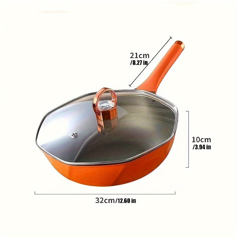 Multi-functional Titanium Skillet with Glass Lid - Compatible with All Stovetops, Great for Health-Conscious Cooking & Effortless Cleaning