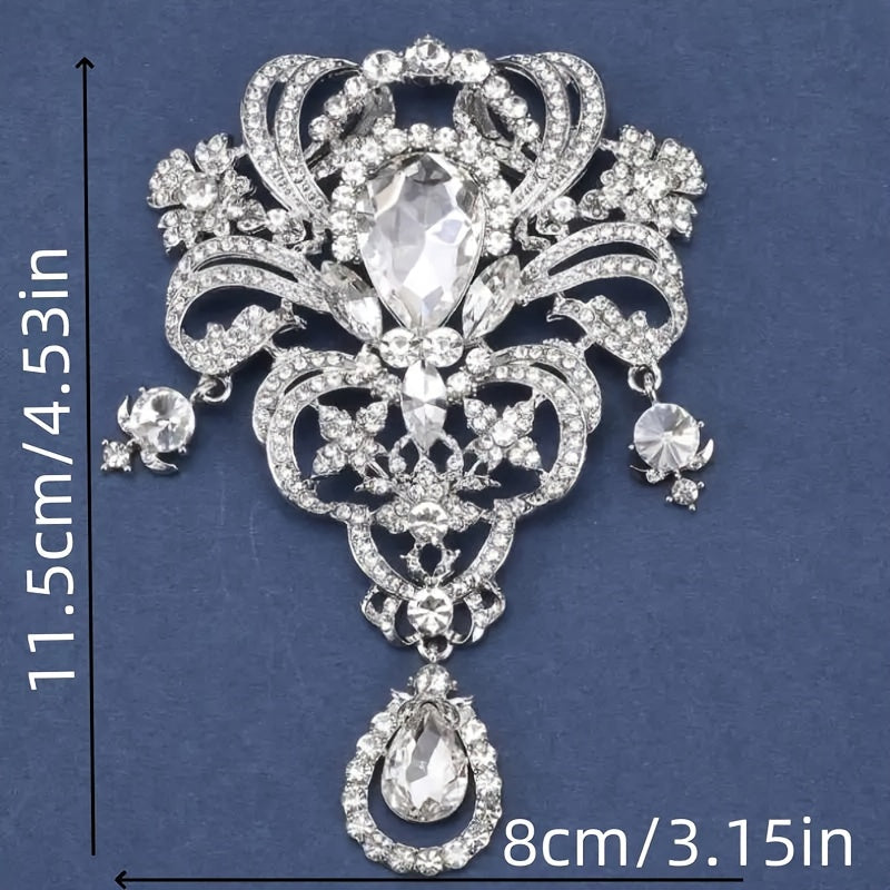 Beautiful Crystal Floral Brooch Pin with Sparkling Rhinestones and Alloy Base - Perfect Gift for a Special Occasion