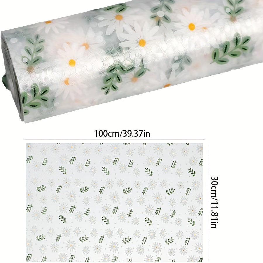 Premium Floral and Grass Pattern EVA Shelf Liner - Resistant to Moisture, Oil, and Dust, Thick and Durable, Easy to Clean Drawer Mat for Kitchen and Dining