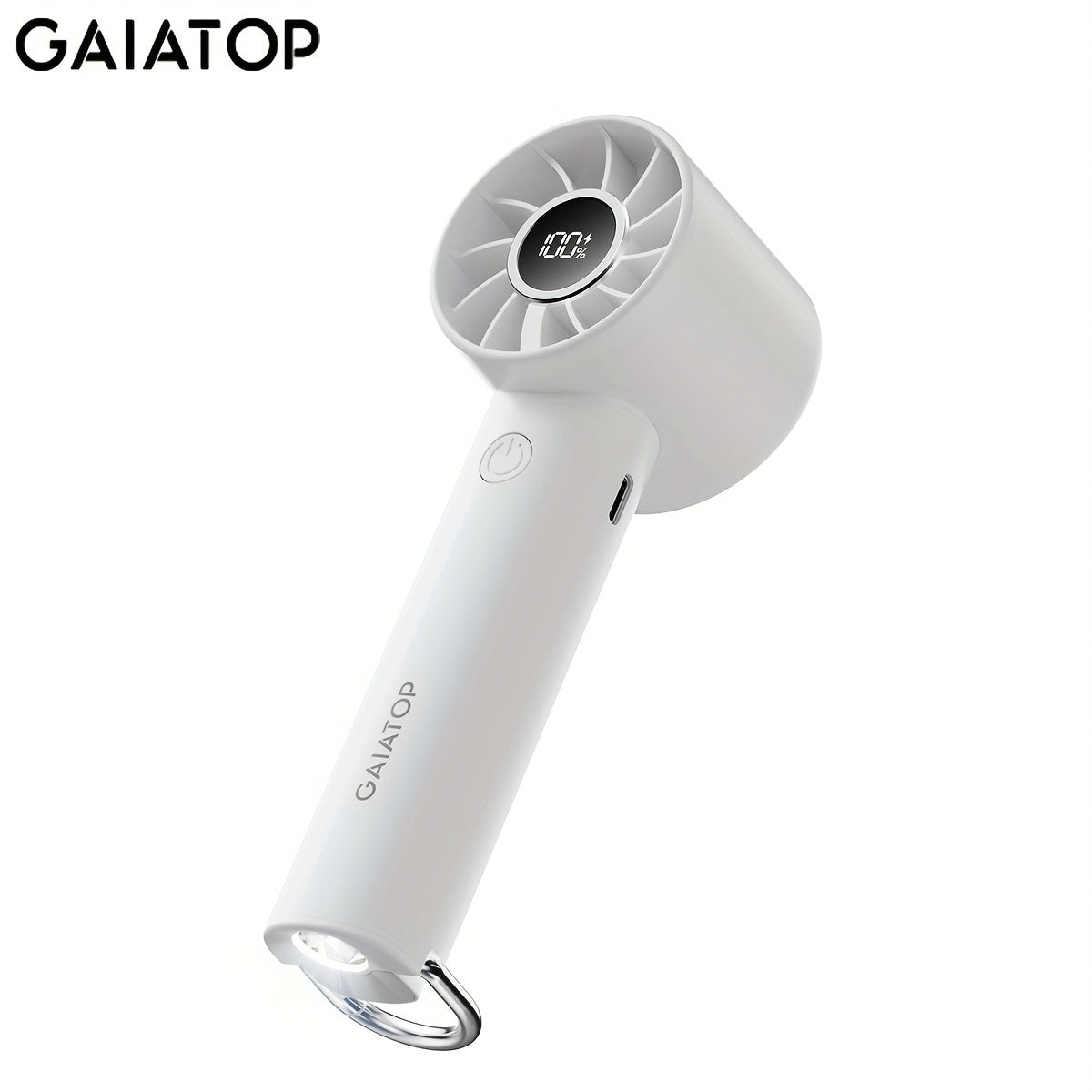 Stay cool on the go with the GAIATOP Portable Handheld Fan. This fan features 3 speeds, a USB rechargeable 1800mAh lithium battery, and 8.5W of power. With button control and a plastic design, this wearable mini fan is perfect for both indoor and outdoor