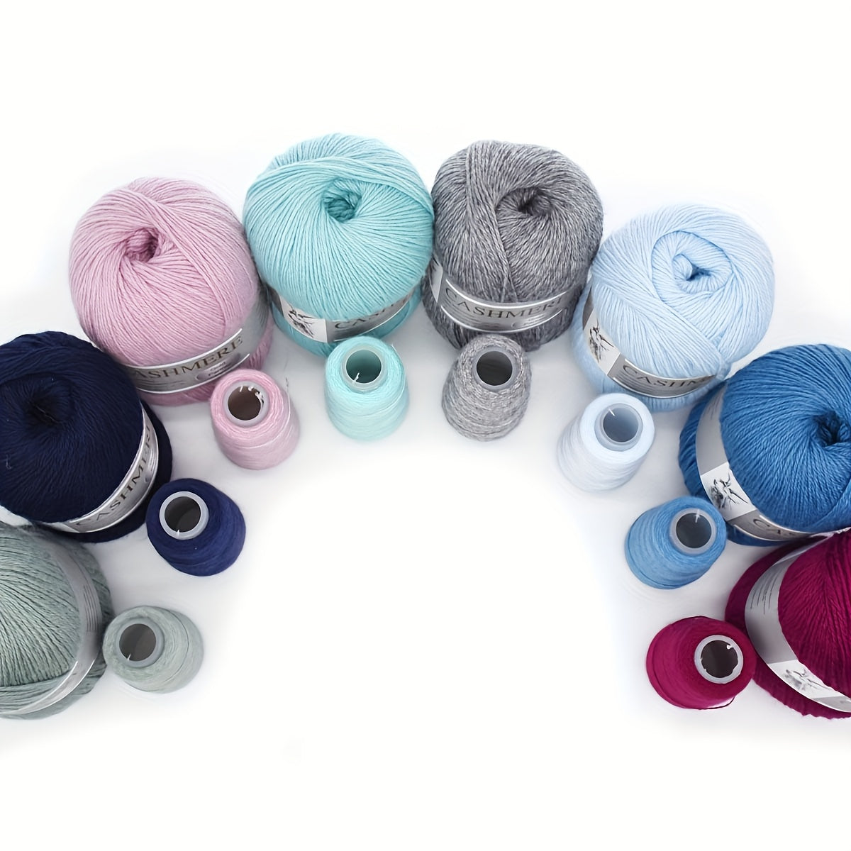 6 luxurious cashmere yarns for hand knitting and crocheting. Ideal for making sweaters, scarves, hats, shawls, cardigans, and gloves. High-quality, soft, warm, multicolored bundle in 10.58