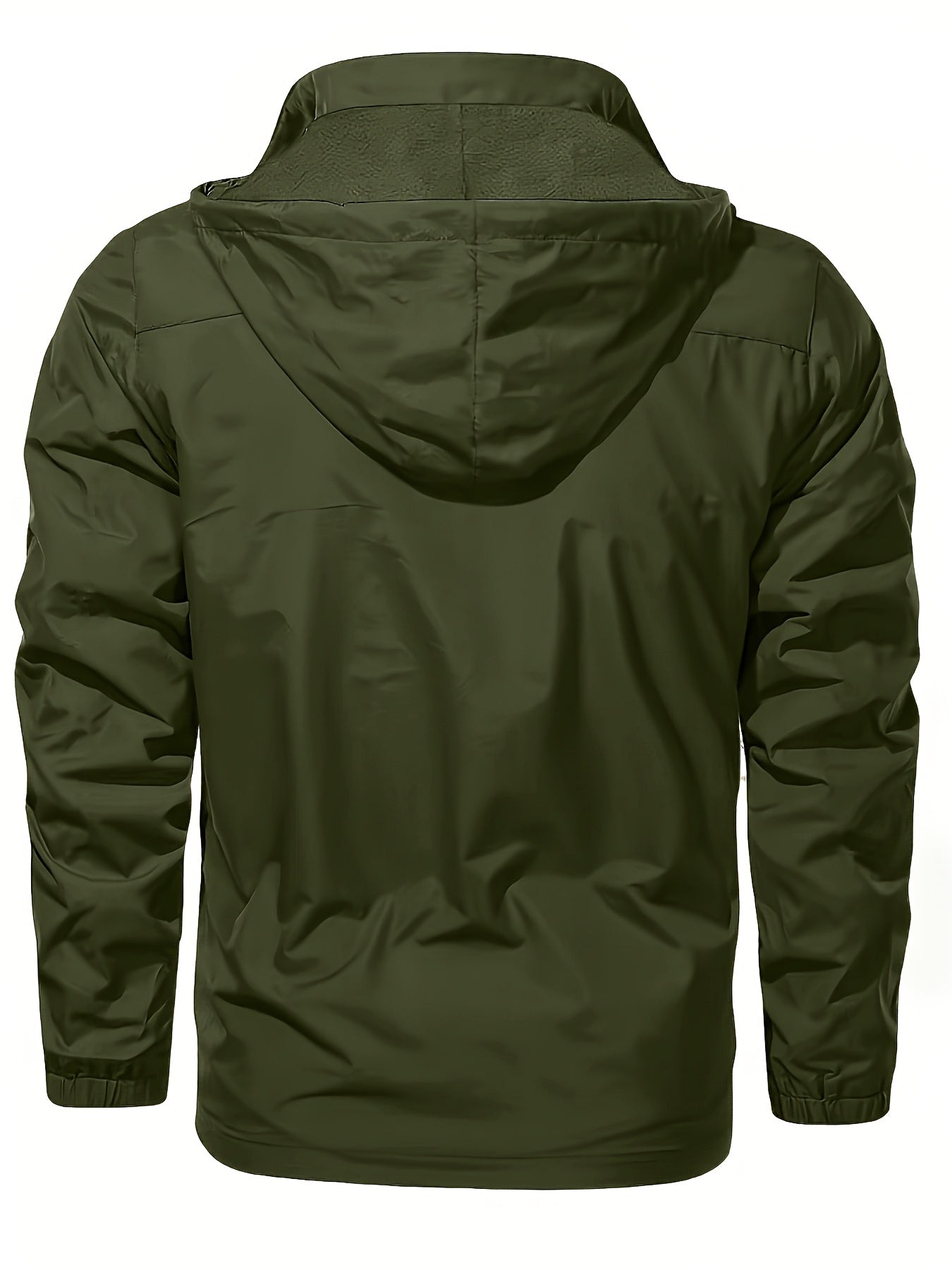 Men's casual varsity jacket with hood, zip-up, windproof, and warm, with pockets, for plus size fit