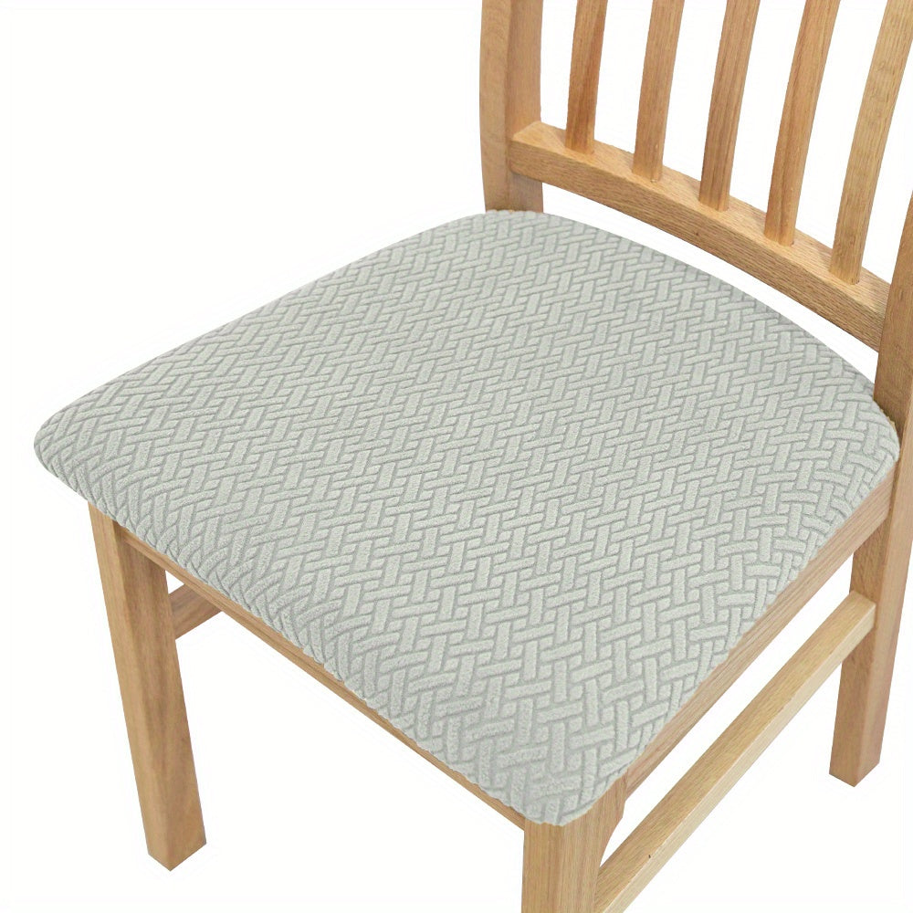 Knitted twill chair seat covers for dining chairs, perfect for weddings or home decor.