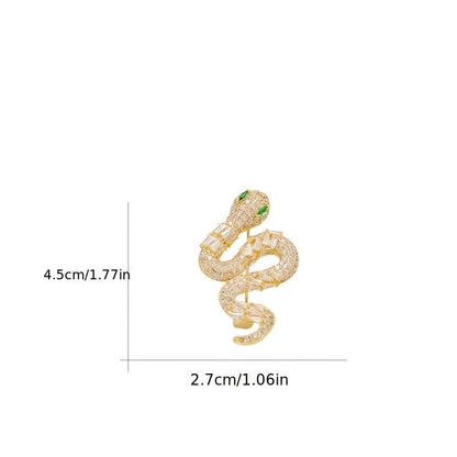 New for 2024: Luxurious Fashion Accessory for Women - Elegant Snake Brooch Pin featuring Green Eyes and Rhinestone Animal Shape