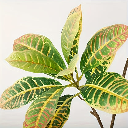 Stylish artificial croton plant with variegated leaves for home decor, perfect for any occasion - pot not included.