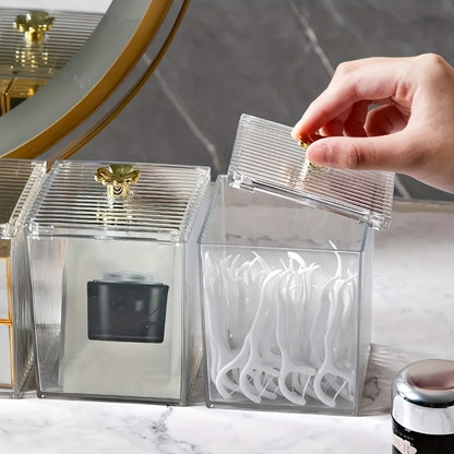 Clear makeup organizer for storage of beauty essentials, perfect for desk, dresser or office use.