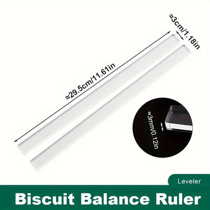 This acrylic ruler is ideal for achieving perfectly balanced biscuits and cakes, with measurements for 2/3/4/5/10mm thickness. It is 29.5/40cm in length and is suitable for various occasions such as Valentine's Day, Mother's Day, Halloween, Easter