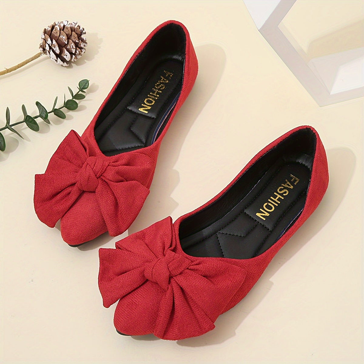 Women's Bowknot Decor Flat Slip-On Shoes, Lightweight and Comfortable.