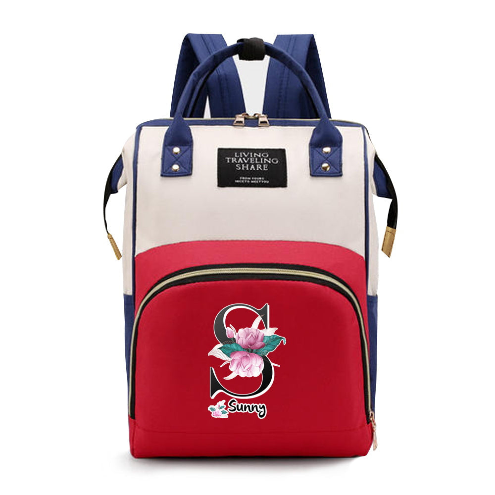 Personalized Oxford Cloth Diaper Bag with Custom Initials - Spacious Mommy Bag with A-Z Letter Design, Ideal for Travel and Everyday Use, Featuring Bottle Pockets for Women