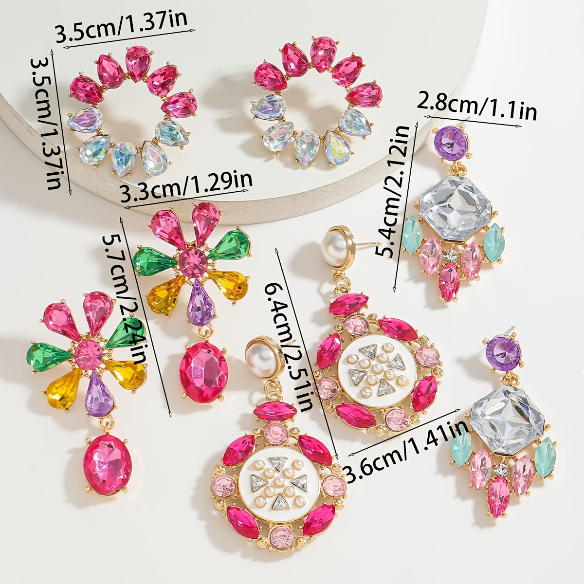 Stylish Rhinestone Flower & Teardrop Earrings Set, Crafted from Alloy with Stainless Steel Posts, Versatile Women's Fashion Jewelry, Ideal Valentine's Day Gift, Suitable for Year-Round Wear at Banquets & Festivals.