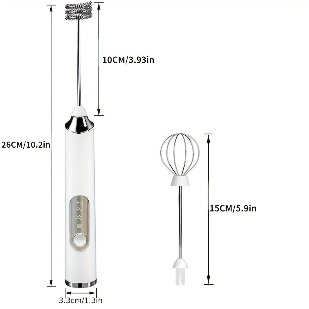 Enhance your restaurant and kitchen experience with the versatile electric handheld frother. This powerful device features USB charging, 2 durable stainless steel stirring rods, and a 3-speed frother. Ideal for effortlessly beating eggs, slush, sauces