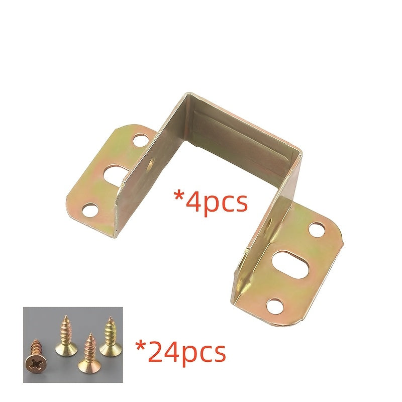 This set includes 28 pieces, consisting of 4 fixed brackets and 24 installation screws. These thickened bed hanging corner hooks are designed for connecting and securing wooden beds and furniture. They provide sturdy support and are easy to install