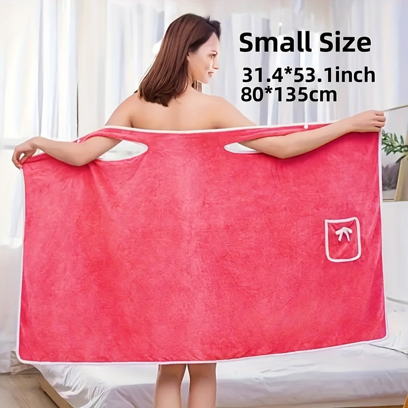 Wearable bath towel for adults, thick and quick-drying with a bow, soft and skin-friendly.