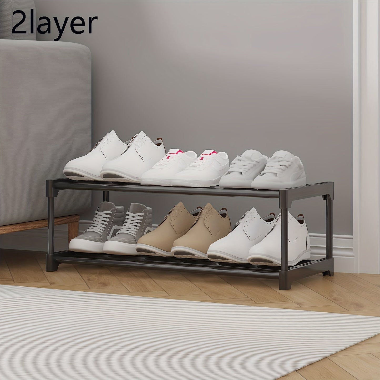 Durable 3-Tier Metal and Plastic Shoe Rack - Enhanced Strength and Stability, Simple to Assemble, Spacious Storage for Entryway and Living Room, Accommodates Different Shoe Styles, Shoe Organizer with Multiple Layers