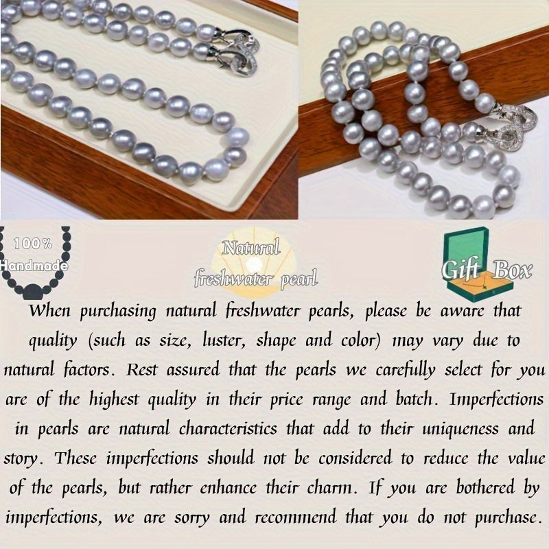 This Vintage Natural Freshwater Pearl Necklace for Men features simple style with Fashionable Grey Pearls showcasing 8 Subtle Imperfections. Ideal for both Daily and Party Wear, this necklace comes in a Gift Box. Made with Natural Stone and suitable for