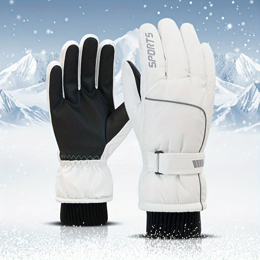 Bestselling Winter Ski Gloves with Touchscreen Compatibility, Windproof and Waterproof Design, Anti-Slip Grip, Fleece Lining for Ultimate Warmth during Winter Outdoor Activities like Cycling and Skiing - Made with Durable Polyester Material