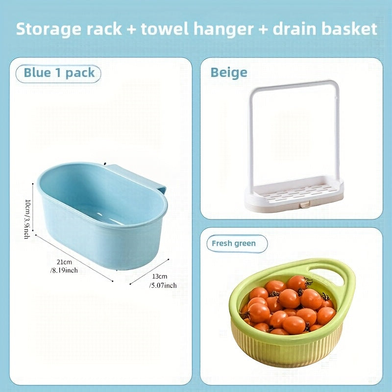 Synthetic Resin Sink Drain Rack Kit - Organize Your Kitchen with this Multi-function Faucet Drain Rack. Perfect for Storing Pool Supplies and More!