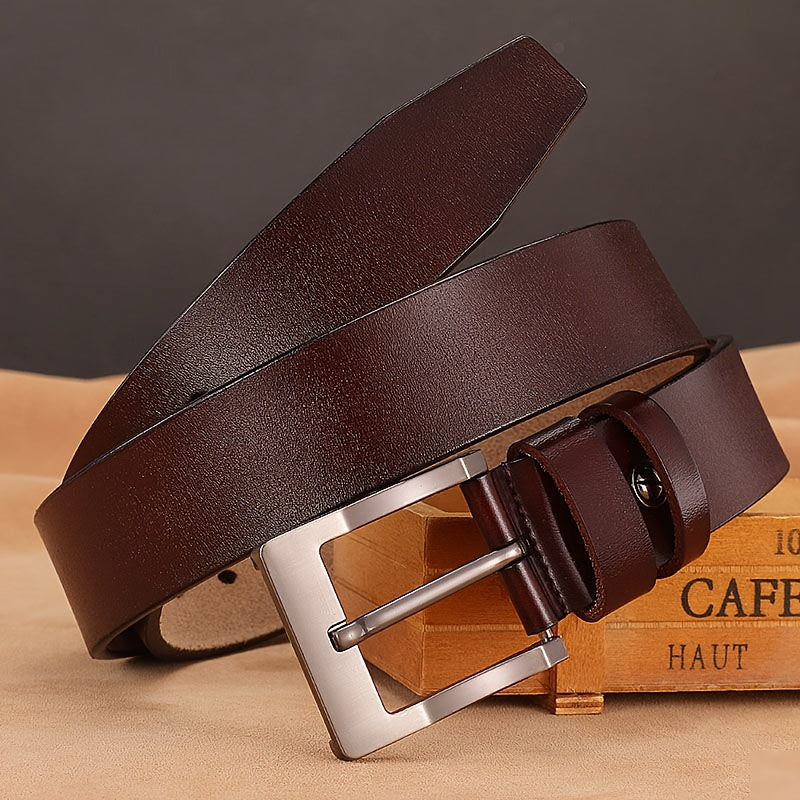 Genuine leather belt with large needle buckle, perfect gift for Valentine's Day.