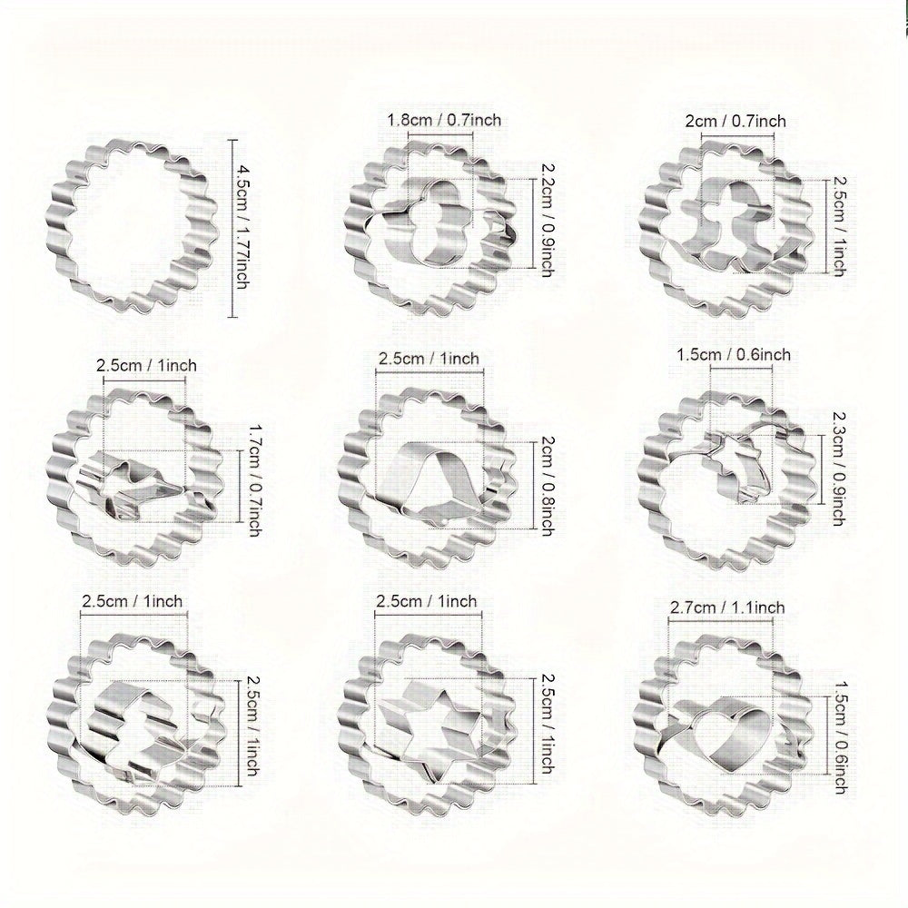 Набор из 9 формочек для печенья из нержавеющей стали — идеально подходит для рождественских и праздничных торжеств, в комплекте с формочками для сэндвичей с джемом для приготовления печенья с фруктовым джемом