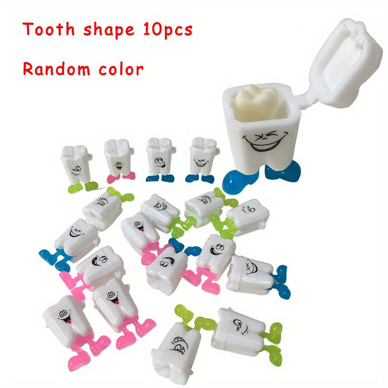 Set of 10 Mouse-shaped Plastic Tooth Storage Boxes for Storing and Collecting Teeth.