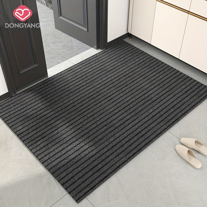 This durable and dust-resistant floor mat features a striped design, making it a stylish addition to any outdoor entrance or front porch. The waterproof and non-slip material ensures safety, while the mat's durability and easy-to-clean qualities make it