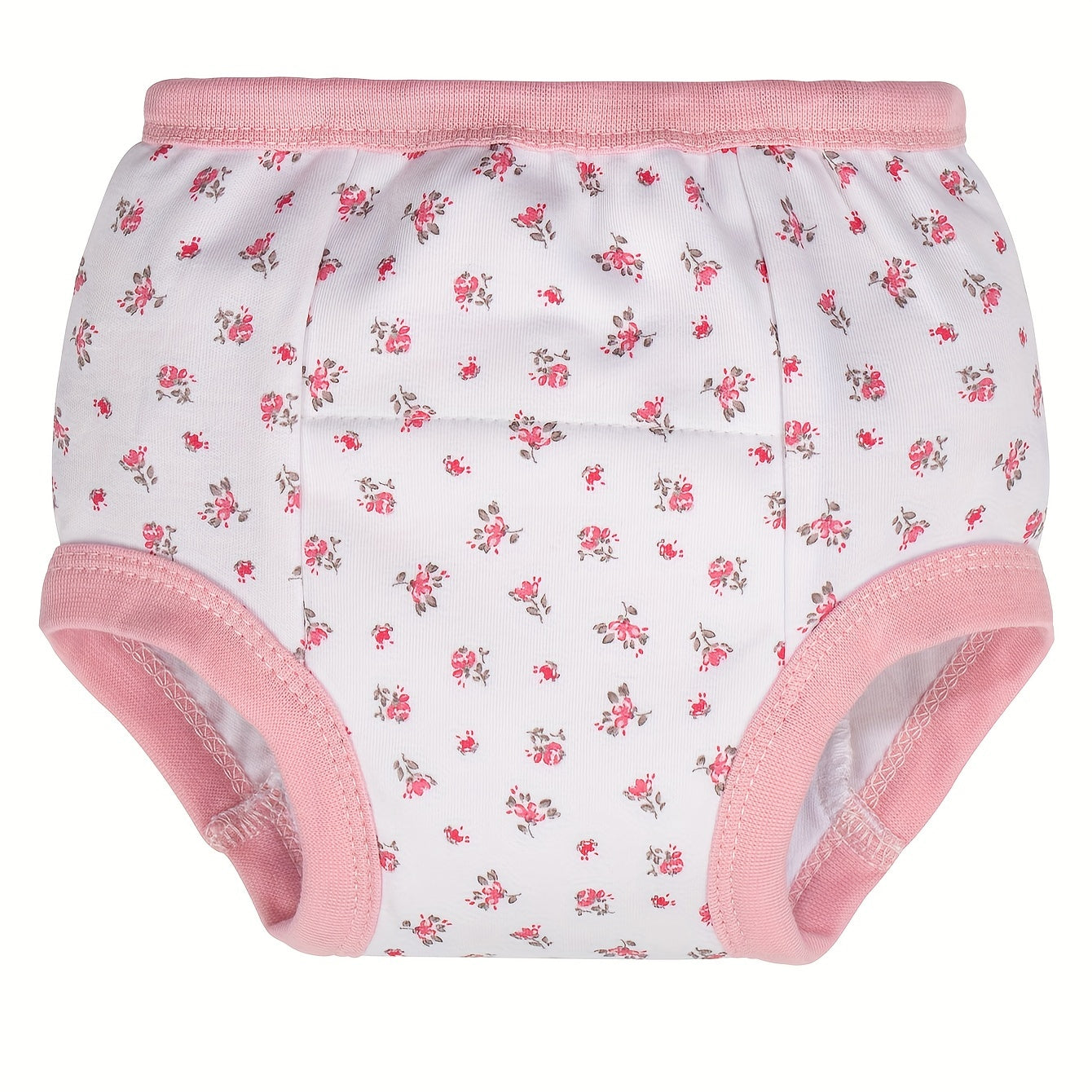 Three pieces of adorable washable 6-layer cloth diaper pants for training, made of breathable cotton fabric.