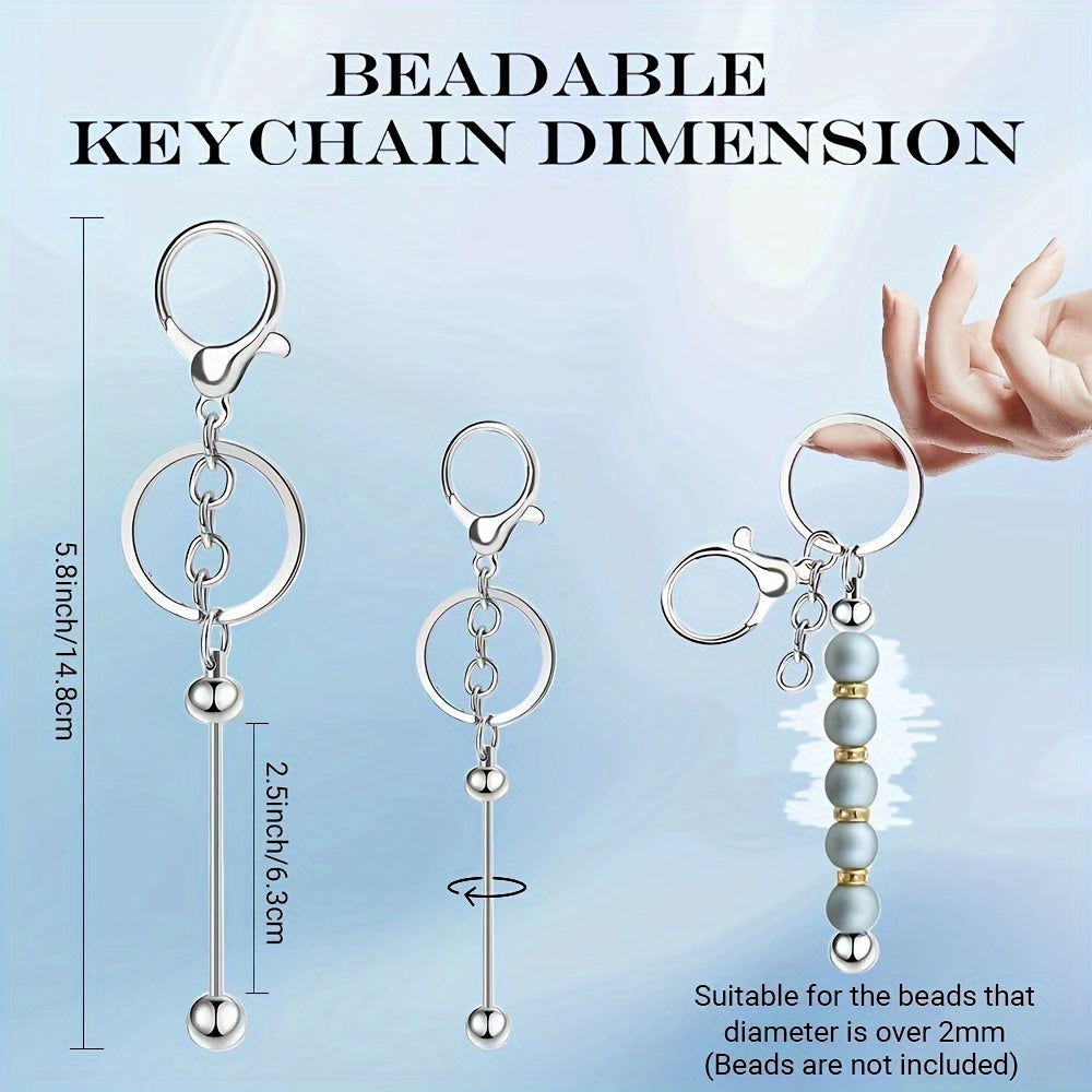 24 Sleek Gold Keychain Rods for DIY Crafts, Perfect for Valentine's Day Gifts for Both Men and Women, Bead-free Design