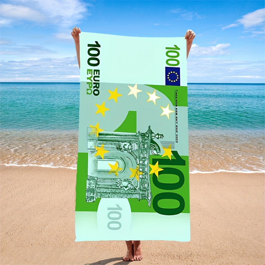 Euro Pattern Beach Towel: Absorbent, Quick-drying, Lightweight, Soft Blanket for Beach, Swimming, Camping, and Travel. Perfect Beach Essential.