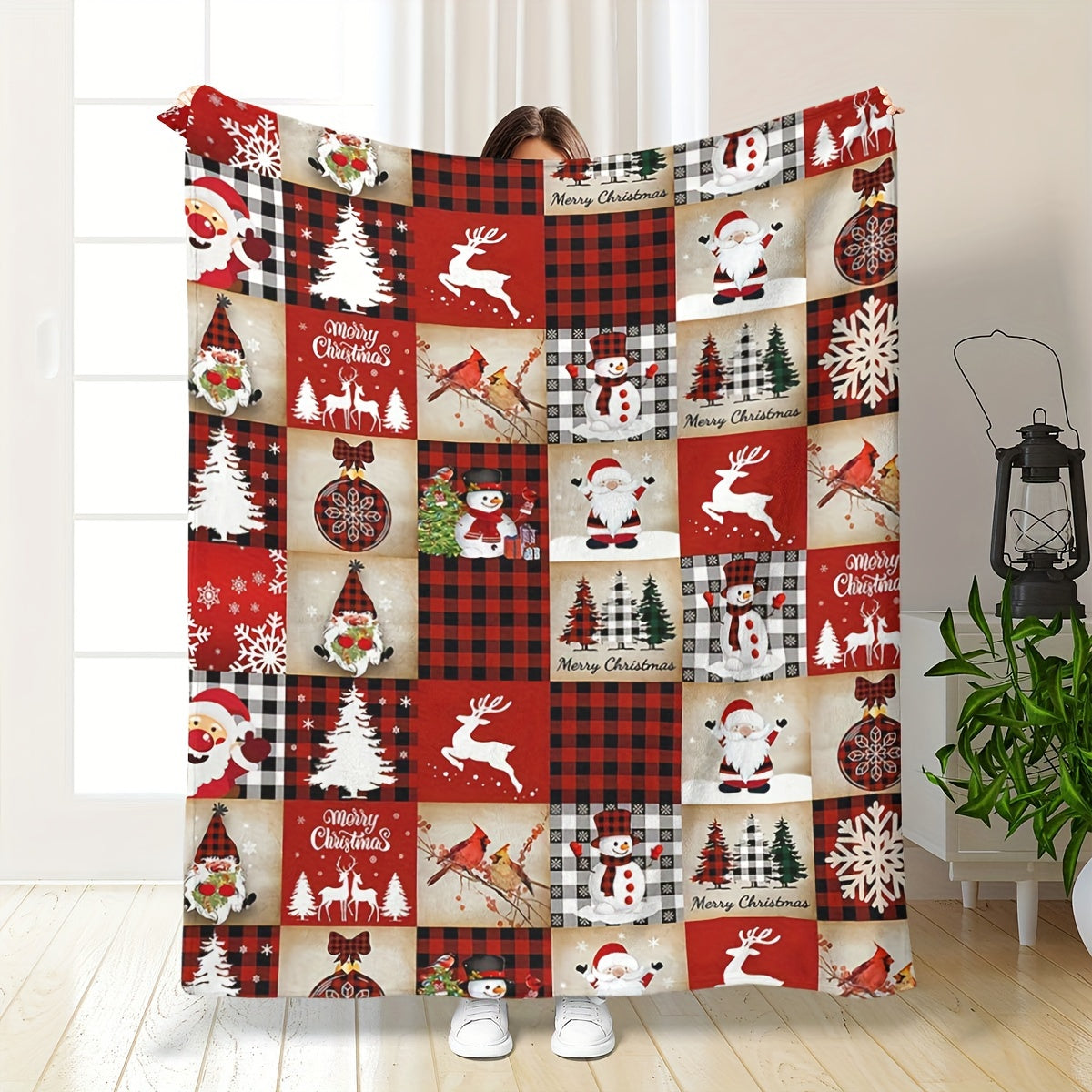 Christmas-themed, cozy, and plush blanket that is perfect for use in the sofa, office, camping, and home decoration. This multifunctional blanket makes a great gift for all seasons.