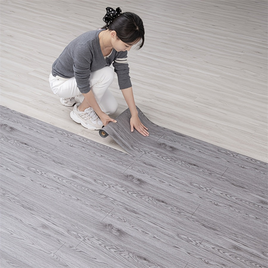 Luxury vintage wood grain floor stickers that are non-slip, durable, and waterproof. Perfect for kitchen, bathroom, bedroom, and living room. Ideal for furniture and countertop renovation