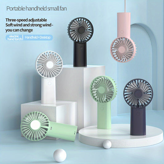 Compact USB Rechargeable Handheld Fan, Powerful Personal Cooling Device, Durable ABS Material, Features 1500mAh Lithium Battery, Easy One-Click Control, Hands-Free Cordless Design for Use Anywhere, Anytime. Perfect for Indoor and Outdoor Activities.