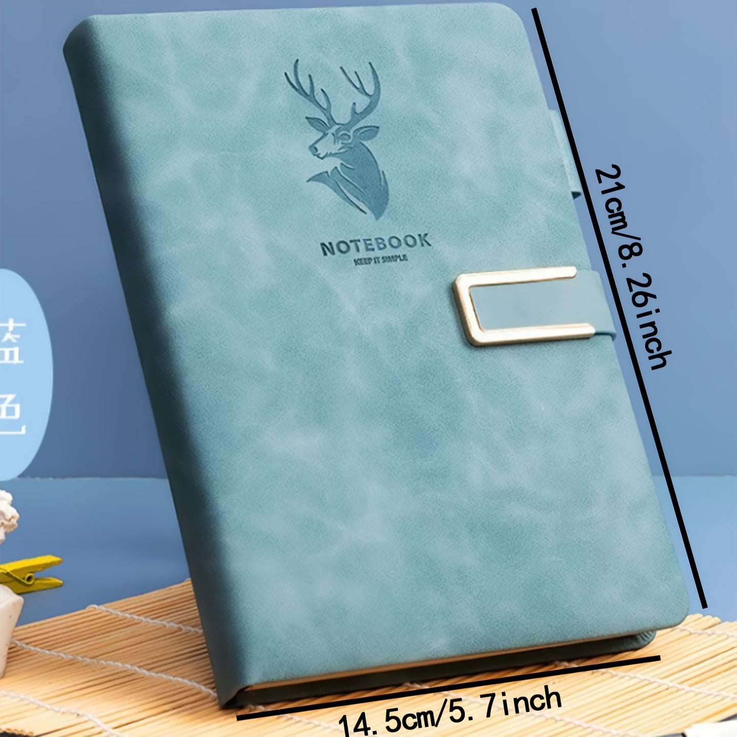 Vintage-style A5 notebook with soft cover, magnetic closure, bookmarks, and waterproof features. Suitable for daily office use or college diary.