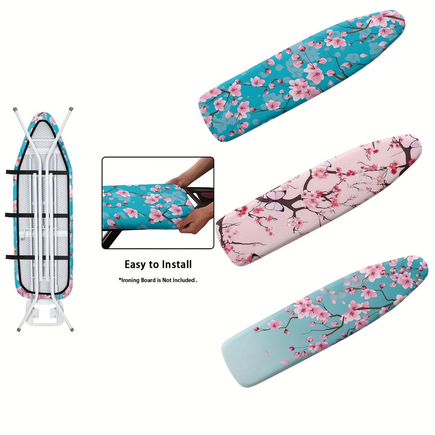 Rshubino Ironing Board Cover featuring a Beautiful Cherry Blossom Design - Non-Heat Resistant, Dustproof, Home Decor Replacement Cover, Simple Installation, 1 Piece