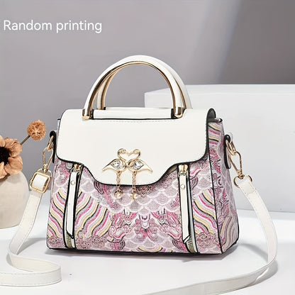 New high-end textured women's bag: stylish and practical printed handbag that can be worn as a trendy shoulder bag or crossbody for fashionable ladies.