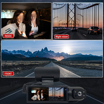 Ouyaaqii Upgraded Dual-Lens Dash Cam with 64GB Memory Card, Loop Recording, LCD Screen, HD Night Vision, Sun-Proof Case, Front & Interior Views