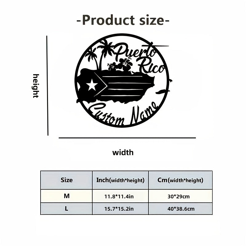 Настройте свой домашний декор с помощью персонализированного металлического настенного искусства Пуэрто-Рико с уникальным дизайном флага. Этот прочный металлический знак станет идеальным дополнением к любой комнате в тематике Пуэрто-Рико.