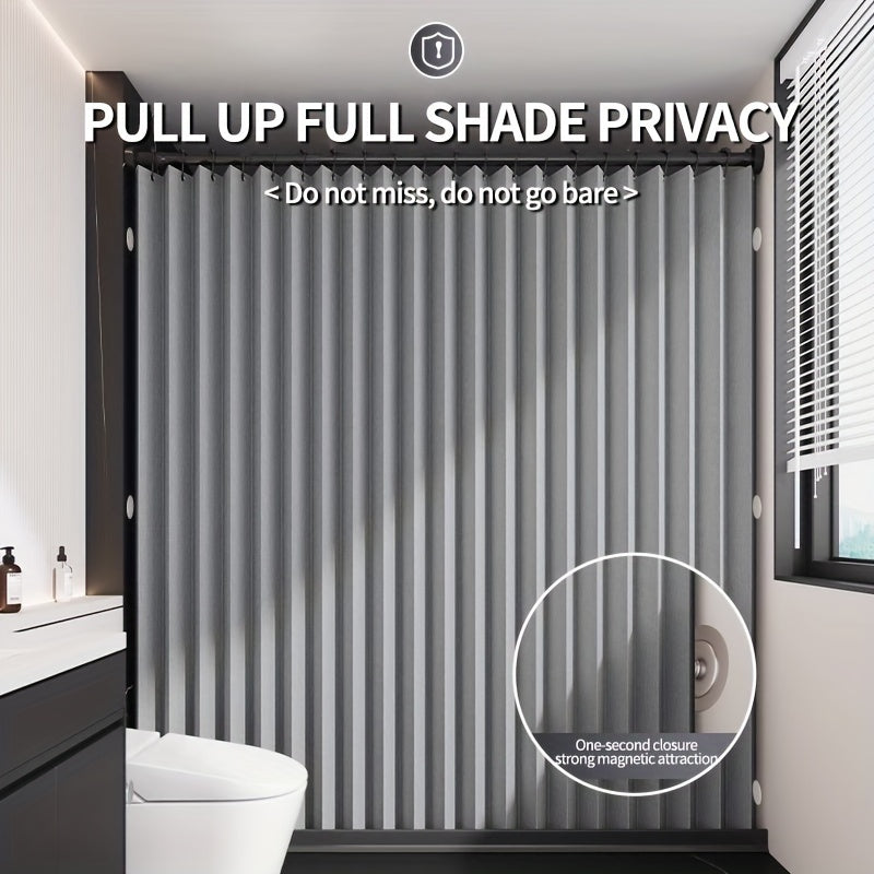 Plaid shower curtain made of water-resistant polyester blend with ripplefold top and metal grommets. Machine washable, unlined, all-season use, includes hooks. Thick waterproof partition for bathroom decor.